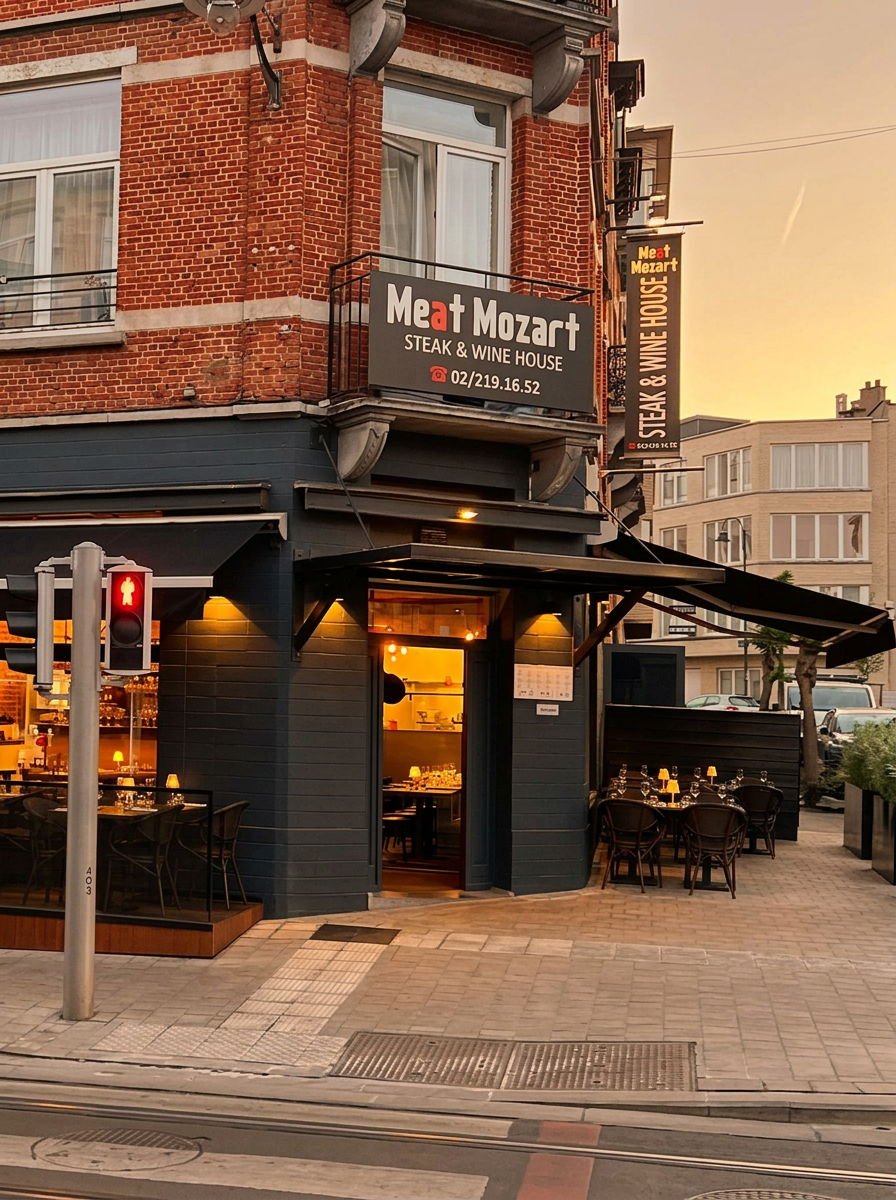 La cave à vins vitrée du restaurant Meat Mozart à Uccle, avec ses bouteilles argentines alignées